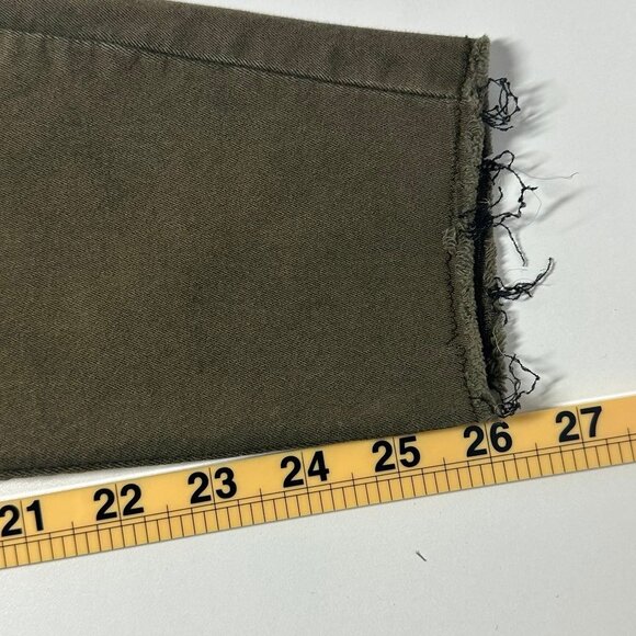 Zara Basic Z1975 Olive Green Skinny Ankle Jeans | Size 8 | Zip Pocket & Raw Hem - Picture 6 of 6